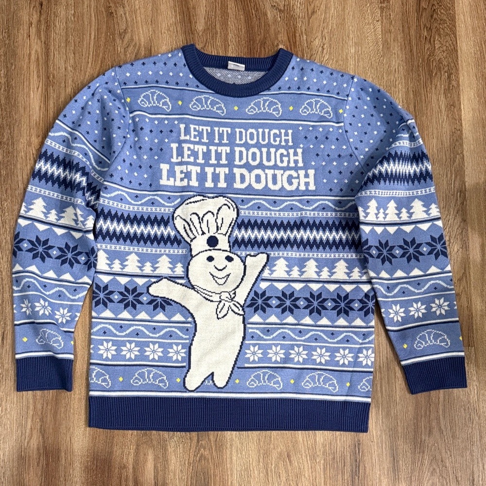 Pillsbury Doughboy Let It Dough Ugly Christmas Holiday Sweater